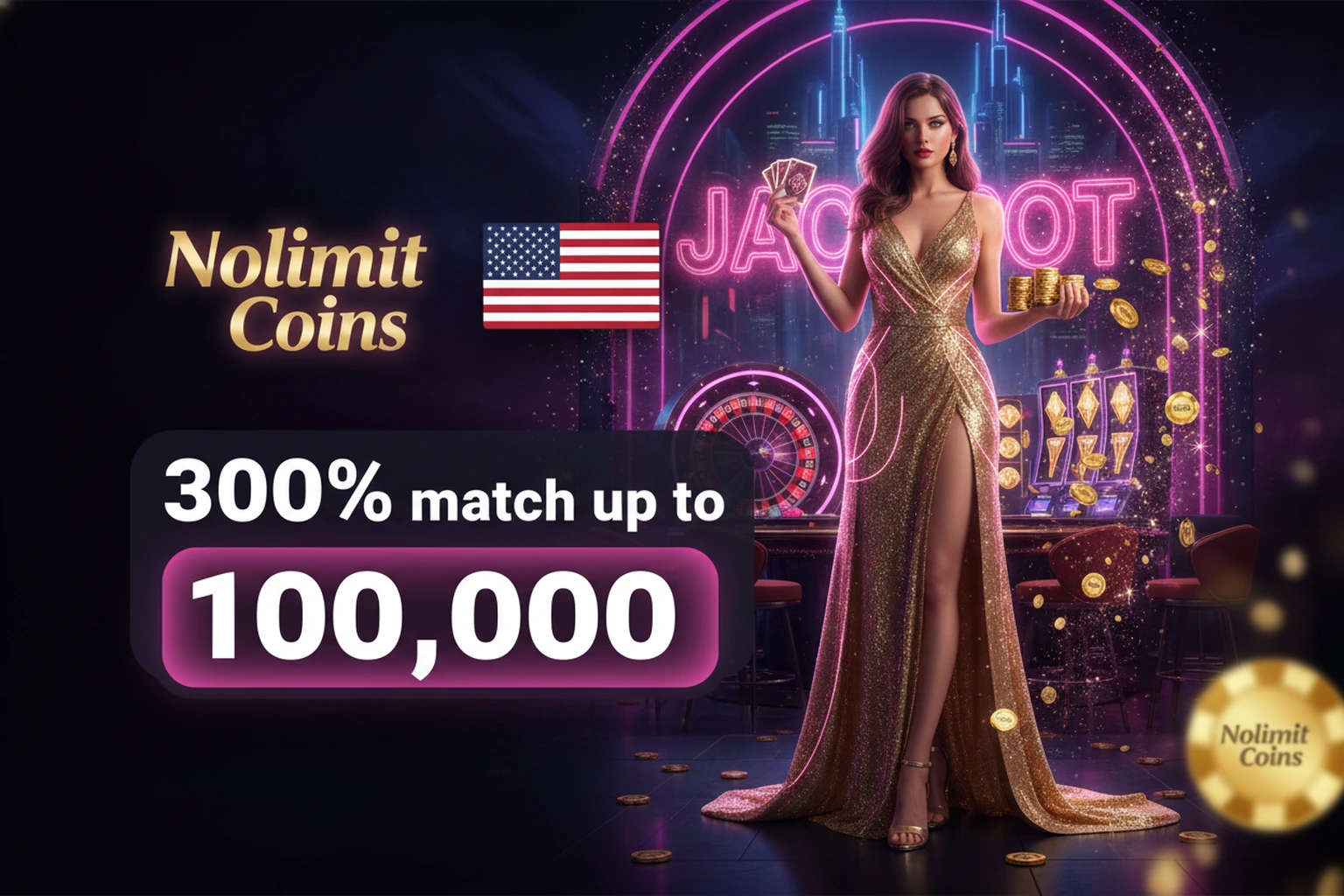 NoLimitCoins Promo Code 2026: 300% Match Bonus Gold Coins for US